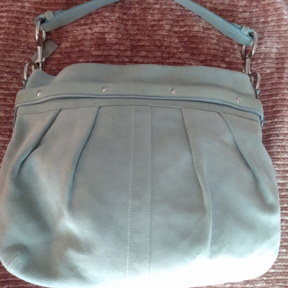 Authentic Coach Light Blue Aqua Hobo Bag